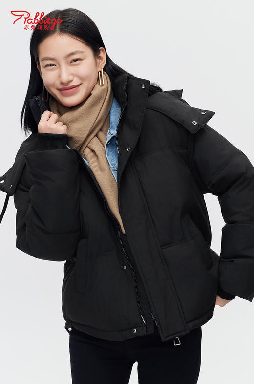 赤兔嗨购2024冬季新款羽绒棉服女短款时尚百搭保暖宽松加厚连帽外套 商品图2