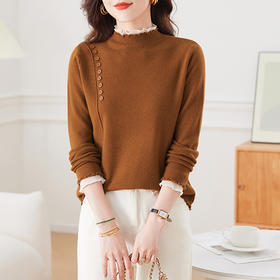 CC-27-24210宽松内搭半高领羊毛打底衫女秋冬2024新款长袖外穿洋气针织毛衣女