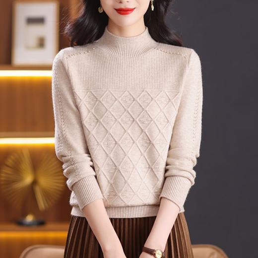 CC-89-3802秋冬季新款简约百搭设计感羊毛半高领纯色毛衣内搭叠穿上衣 商品图1