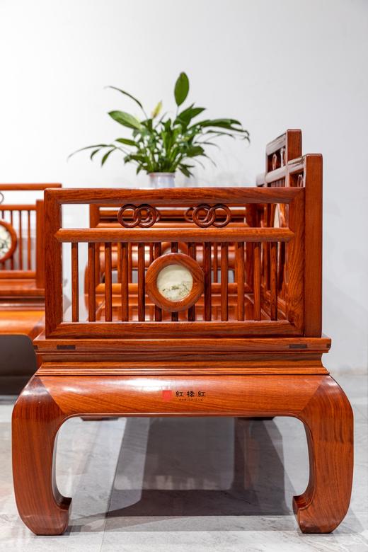 红桥红  家具严选  缅甸花梨（大果紫檀）【嵌云石 梳背沙发 123六件套】 商品图6