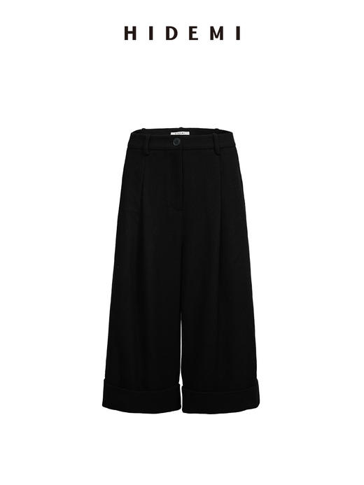 HIDEMI 进口羊毛卷边设计感加厚款宽松阔腿七分裤靴裤 商品图8