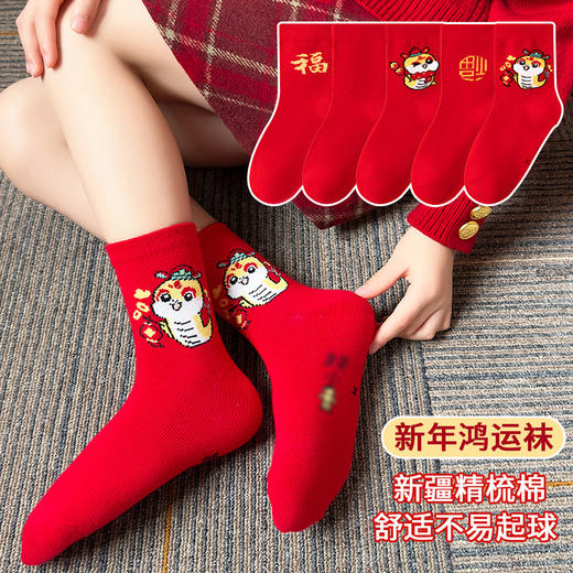 【本命年红袜子】儿童秋冬本命蛇年中筒袜 新年好运袜 男孩女童宝宝袜子 商品图1