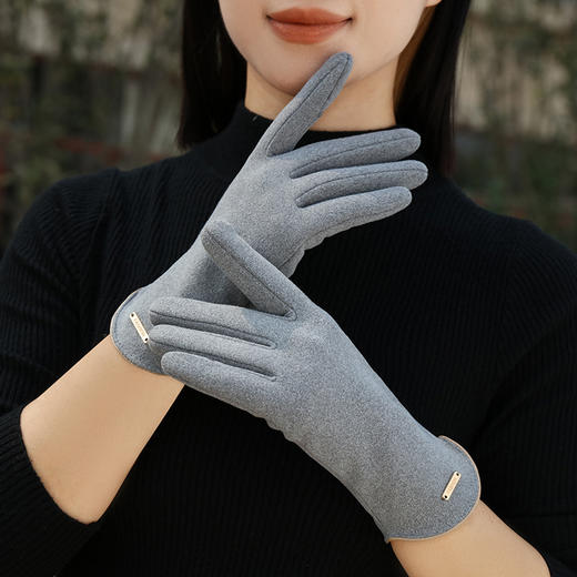 女士秋冬翻指德绒保暖触屏手套2405 商品图3