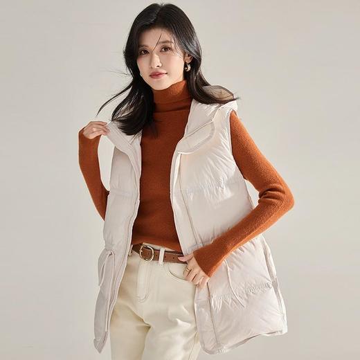 【高货sh】全新升级【铂金会员588/天猫799/差价211】(14538) 洛诗琳2024秋冬新款白鸭绒宽松韩版加厚连帽收腰羽绒马甲 商品图1