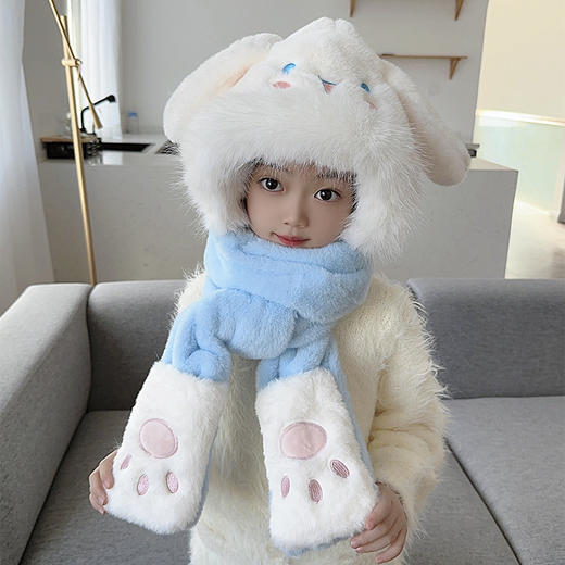 【加厚毛绒！保暖护耳】冬季儿童帽子围巾手套一体三件套女孩可爱户外保暖宝宝毛绒护耳帽。ry 商品图5