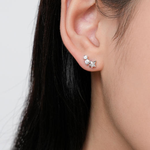 卡蒂罗/KADER 微笑星芒耳钉 璀璨四芒星闪耀星点梦幻百搭款耳饰 精致小巧仙气优雅配饰轻奢时尚 925银 商品图3
