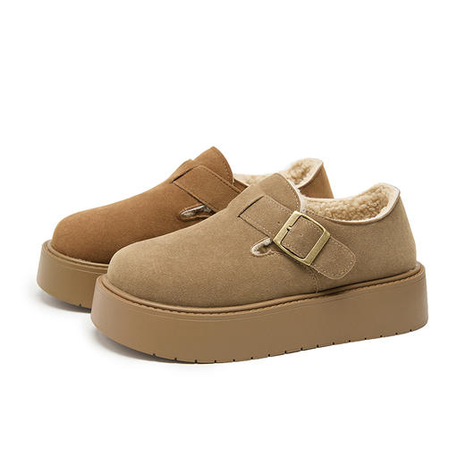 西遇勃肯鞋厚底加绒女新款冬季全包毛毛博肯鞋外穿保暖棉鞋子D4147832 商品图5