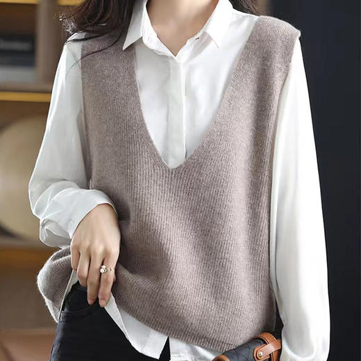 纤束马叠穿神器深V领针织马甲 XFT-0189 商品图0