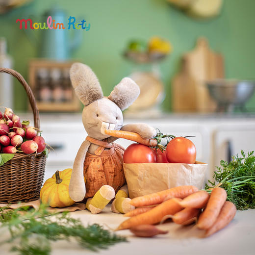 Moulin Roty 灰/橘色中兔玩偶 法式玩偶 适合年龄0岁+ 三只邦尼兔系列 678025 商品图9