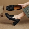 【预售5天】复古方头通勤风深口四季一脚蹬显瘦气质牛皮高跟单鞋QQJFG&J-7195F 商品缩略图3