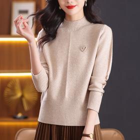 CC-89-3805秋冬季新款简约百搭套头设计感纯色毛衣针织打底衫上衣女