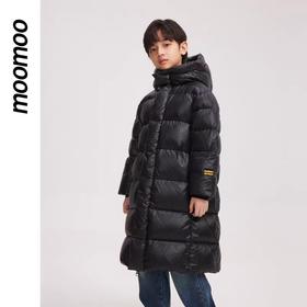 美特斯邦威295482儿童连帽长款黑金羽绒服