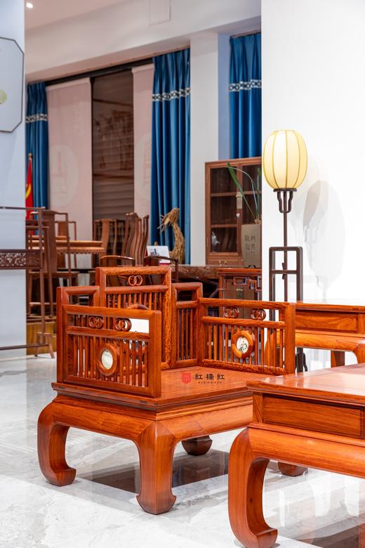 红桥红  家具严选  缅甸花梨（大果紫檀）【嵌云石 梳背沙发 123六件套】 商品图3