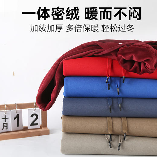 【秋冬必备】【超柔绒内里，巨暖】秋冬新款男女16色华棉加绒加厚连帽卫衣日系复古情侣休闲连帽上衣 商品图4