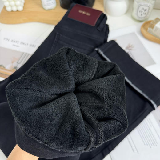 2024翻边撞色直腿裤!四面弹加厚绒直筒牛仔裤！小个子九分高腰阔腿裤！ 商品图5