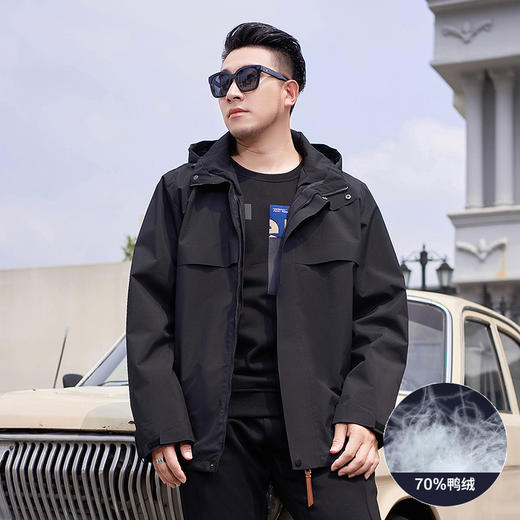 【可拆卸内胆】【新款DMH】大依优型大码连帽羽绒服两件套鸭绒保暖加肥加大上衣男士冬季外套胖子 商品图1