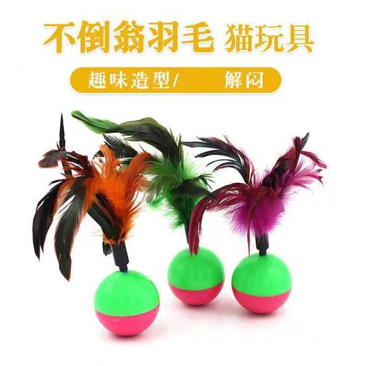 鸡毛不倒翁猫玩具 跨境猫玩具不倒翁羽毛 益智猫玩具逗猫羽毛1/个 商品图2