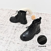 经典鲨2024年冬季新款百搭黑色加绒侧拉链平底通勤短筒靴女KW178-D58171 商品缩略图1