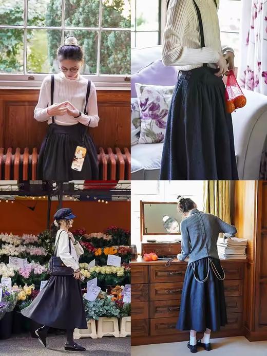 浮生八记/24A049/复古羊毛钢花呢可拆背带内抽绳背带裤 商品图4