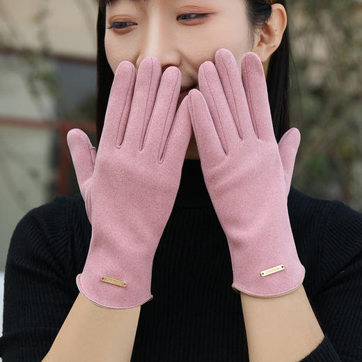 女士秋冬翻指德绒保暖触屏手套2405 商品图2