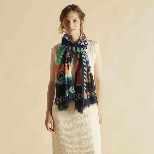 北京仓｜Inoui Editions-SCARF 70-TOUCAN-绿色 巨嘴鸟 长披肩［法国设计师］ 商品图1