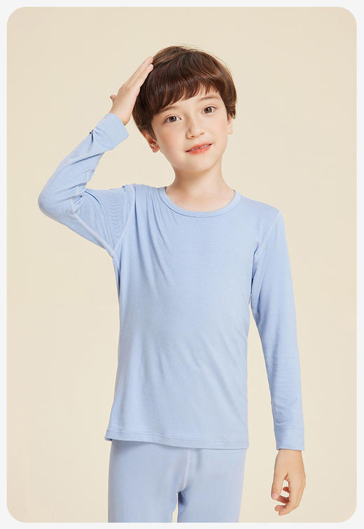 【舒适打底】A类莫代尔儿童秋衣秋裤套装薄款圆领春秋5A抗菌男童女童保暖内衣 商品图6