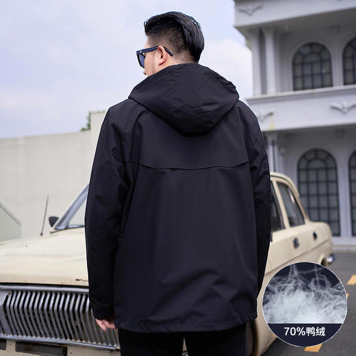 【可拆卸内胆】【新款DMH】大依优型大码连帽羽绒服两件套鸭绒保暖加肥加大上衣男士冬季外套胖子 商品图2