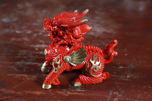 全铜彩绘麒麟摆件，办公家居客厅玄关装饰品 商品图0