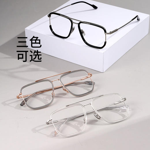 普莱斯光学镜框PTG23028A 经典双梁大框 高级感别致造型 男女同款 三色可选 商品图4
