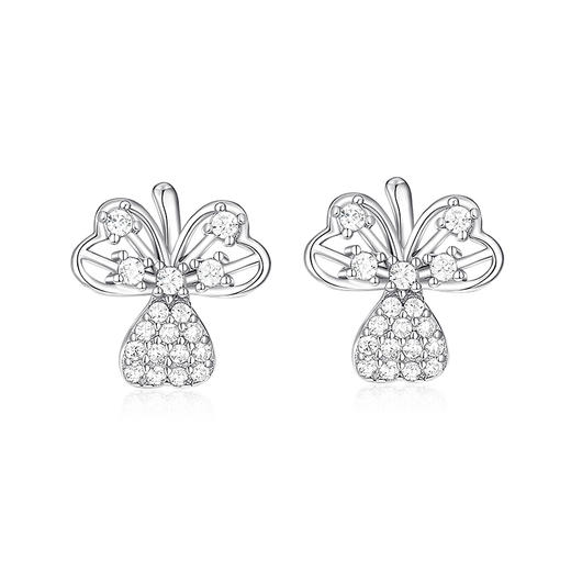 卡蒂罗/KADER 三叶心愿耳钉 幸运三叶草时尚简约养耳洞纯银耳饰 精致小巧甜美可爱睡觉免摘配饰 925银 商品图2