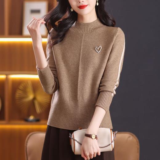 CC-89-3805秋冬季新款简约百搭套头设计感纯色毛衣针织打底衫上衣女 商品图2
