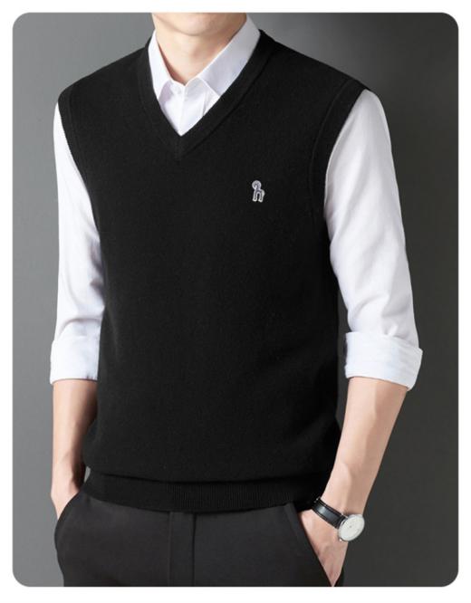【NECHEER柏奥玛秋冬季男士纯色V领羊毛背心马甲8963款】❗❗❗ ✅柏奥玛的羊毛含量非常纯，很柔软，🔹不像有的羊毛衫，说100%羊毛衫，🌸实际却很扎皮肤 商品图0