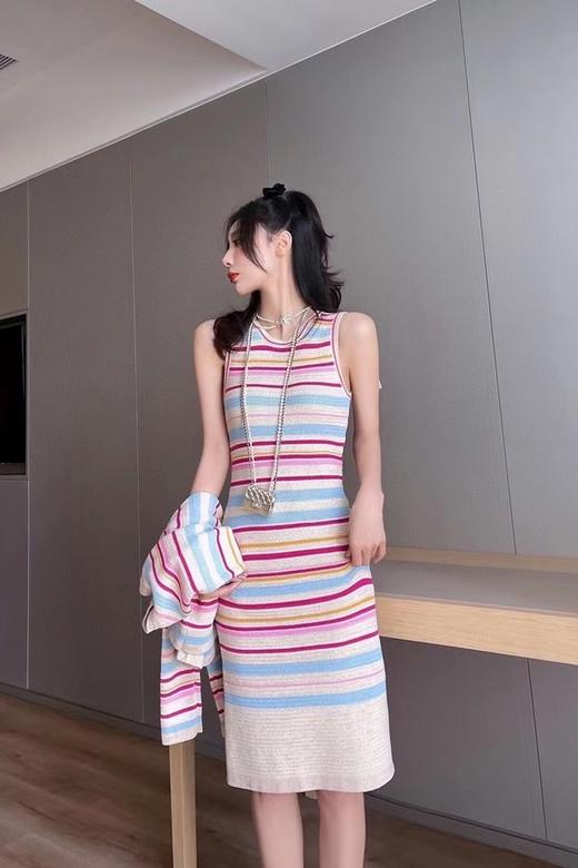 ANSUABEL 彩色条纹背心连衣裙针织开衫套装 15222 商品图3