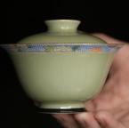 赋山叙 |庭芜绿花卉边纹盖碗 商品图0