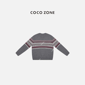 COCO ZONE 冬季慵懒风撞色圆领套头针织衫CC2D2973