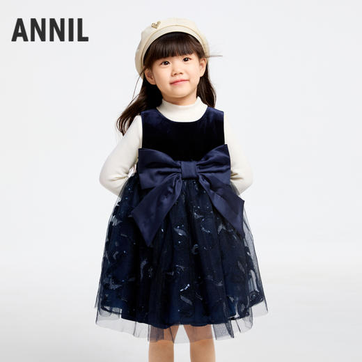 女童精致网纱丝绒裙冬季新款安奈儿童装实体店同款XG443759 商品图2