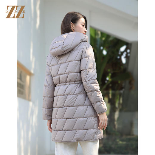 佐尔美冬季新款 中长款气质双面穿连帽90绒减龄羽绒服女E34YY49 商品图4