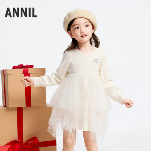 女童金丝网纱毛衣裙冬季新款安奈儿童装实体店同款XG443760 商品图1