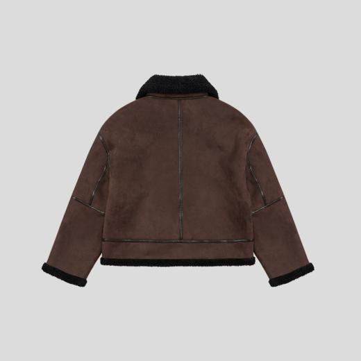 GOODBAI logo贴布绣带毛翻领oversize加厚外套 商品图2