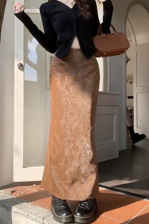 ANSUABEL 美拉德高级感加绒包臀皮半裙 19517 商品图1