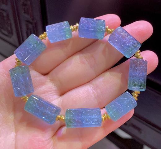 8mm-9mm单圈蓝紫回纹西瓜碧玺手链 商品图0