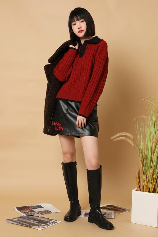 Stay2Weeks 宽松麻花翻领针织上衣 15229 商品图0