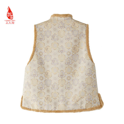 SAINTJOY/上久楷 女式宋锦貂绒丝棉马甲 中式上衣 中国风 复古 如意葫芦龟背龙纹 CY1044207002 商品图4