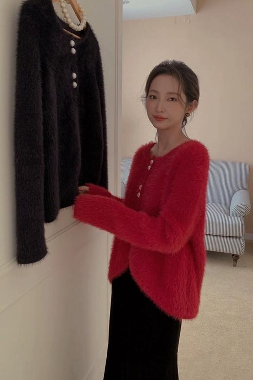 Le Malene 优雅红色百搭针织开衫外套 19489 商品图1