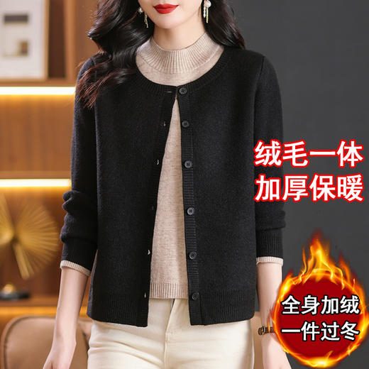 CC-103-26692半高领假两件加绒毛衣女2024新款秋冬时尚针织上衣内搭保暖打底衫 商品图3