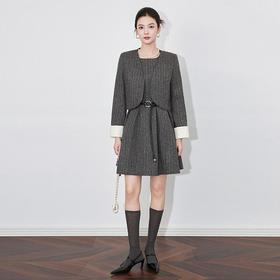 【高货wl】全新升级【铂金会员441/天猫589/差价148】(02934) 洛诗琳名媛高级感气质拼色外套小香风百褶背心裙两件套