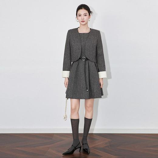 【高货wl】全新升级【铂金会员441/天猫589/差价148】(02934) 洛诗琳名媛高级感气质拼色外套小香风百褶背心裙两件套 商品图0