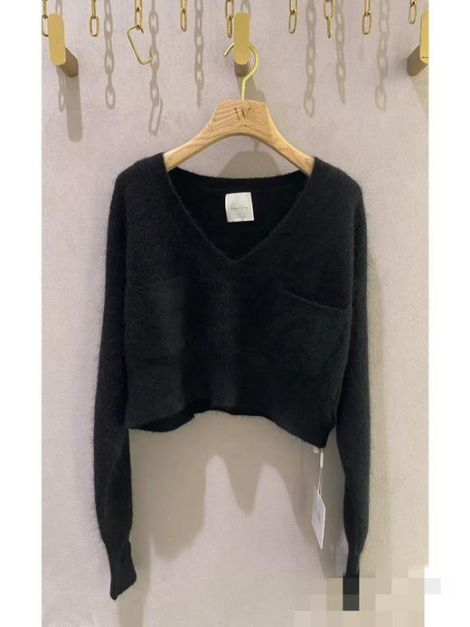 口袋V领针织上衣 商品图0