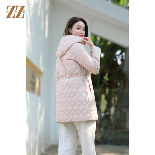 佐尔美冬季新款 双面穿连帽蜂窝格松紧腰羽绒服外套女E34YY03 商品图4