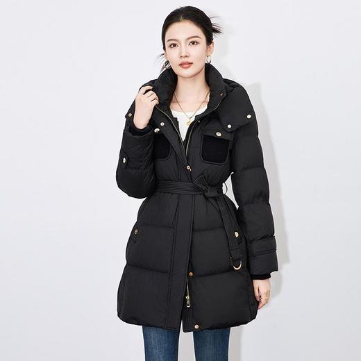 【高货wl】全新升级【铂金会员735/天猫999/差价264】(03208)洛诗琳新款保暖加厚连帽羽绒服高级感白鸭绒中长款外套 商品图4